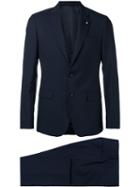 Lardini Flap Pockets Two-piece Suit, Men's, Size: 50, Blue, Cotton/cupro/viscose/wool