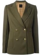 Agnona Double Breasted Blazer, Women's, Size: 42, Green, Cupro/wool/spandex/elastane