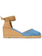 Castañer Carina Wedge Espadrilles, Women's, Size: 41, Blue, Cotton/leather/raffia/rubber