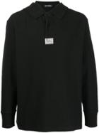 Raf Simons Strappy-collar Long-sleeved Polo Shirt - Black
