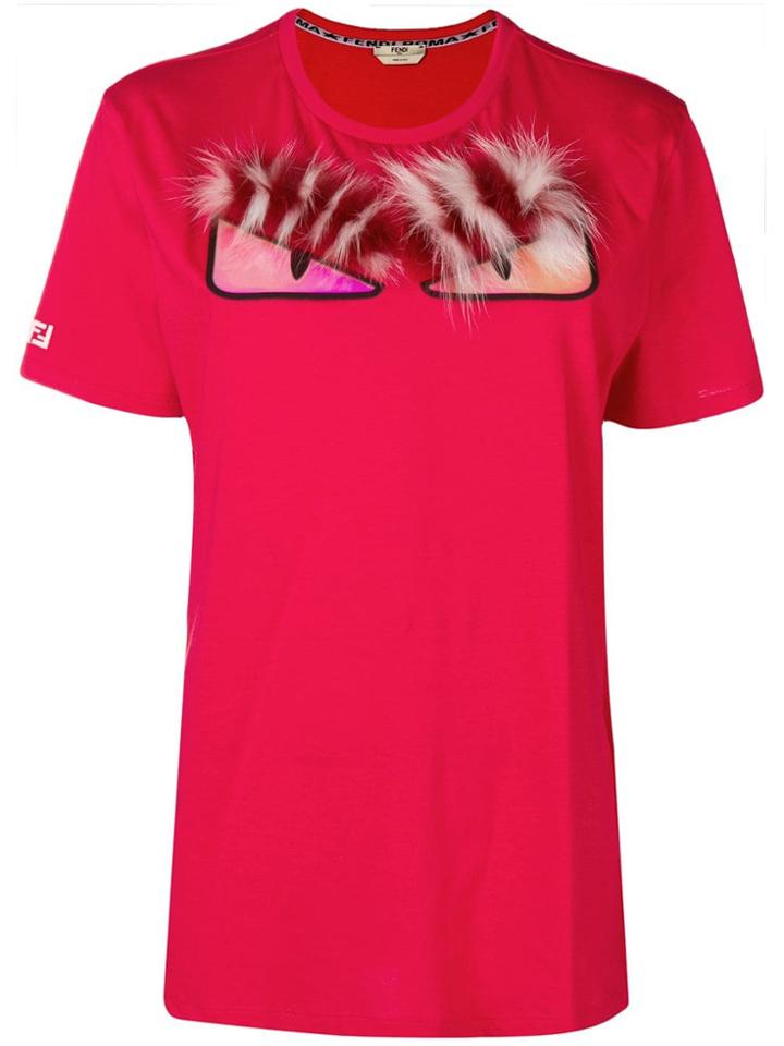 Fendi Embellished Crew Neck T-shirt - Pink & Purple