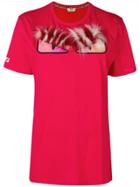 Fendi Embellished Crew Neck T-shirt - Pink & Purple