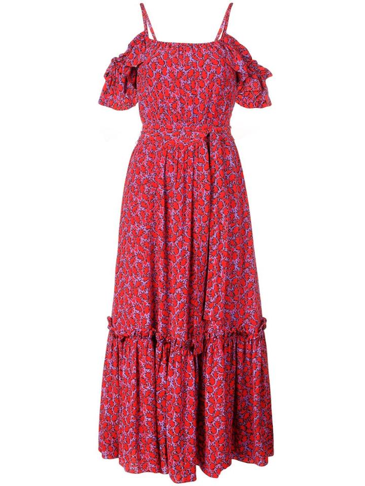 Derek Lam 10 Crosby Off The Shoulder Cami Dress With Ruffle Hem - Red