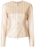 Desa Collection Pleated Leather Jacket - Nude & Neutrals