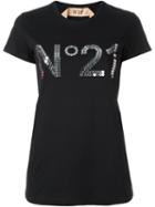No21 Logo Print T-shirt, Women's, Size: 40, Black, Cotton