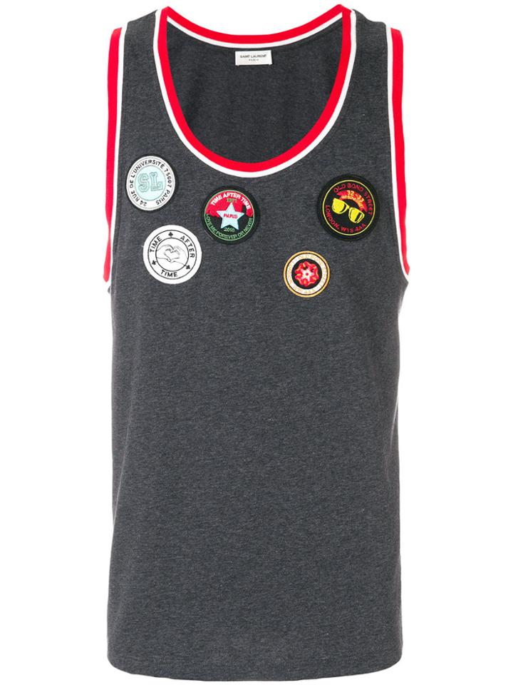 Saint Laurent Patch-work Tank Top - Grey