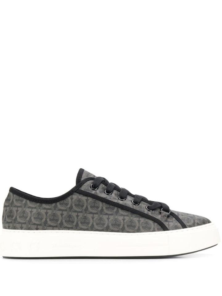 Salvatore Ferragamo Logo Printed Sneakers - Grey
