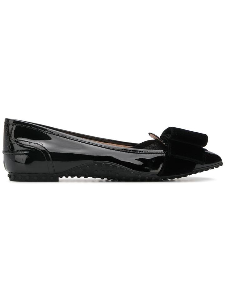 Tod's Ballerinas With A Bow Detail - Black