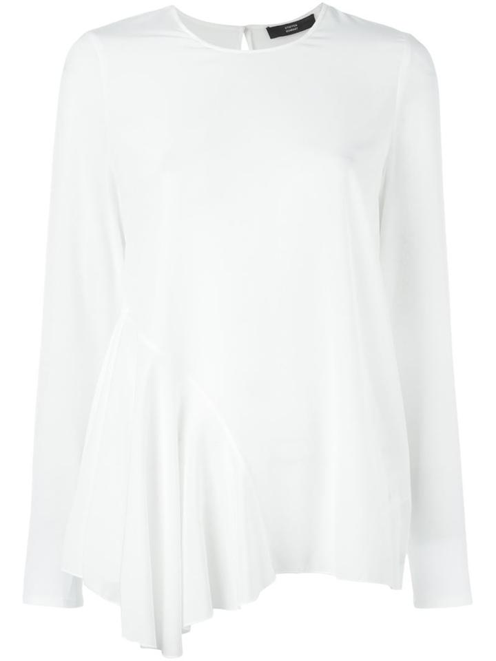Steffen Schraut Asymmetric Drape Blouse, Women's, Size: 40, White, Silk/spandex/elastane