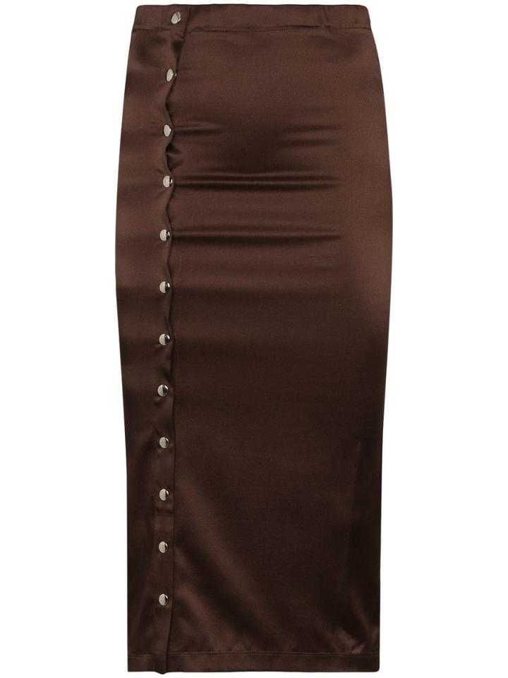 Supriya Lele Gape Popper Button Midi Skirt - Brown
