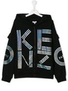 Kenzo Kids Teen Metallic Logo Hoodie - Black