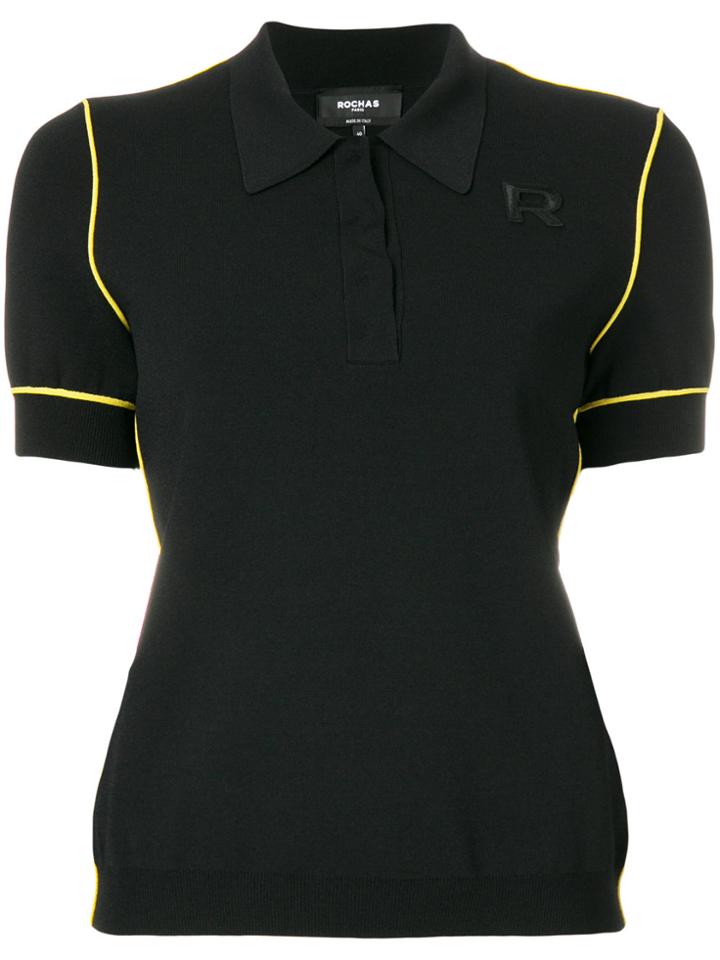 Rochas Contrast Piped Polo Shirt - Black