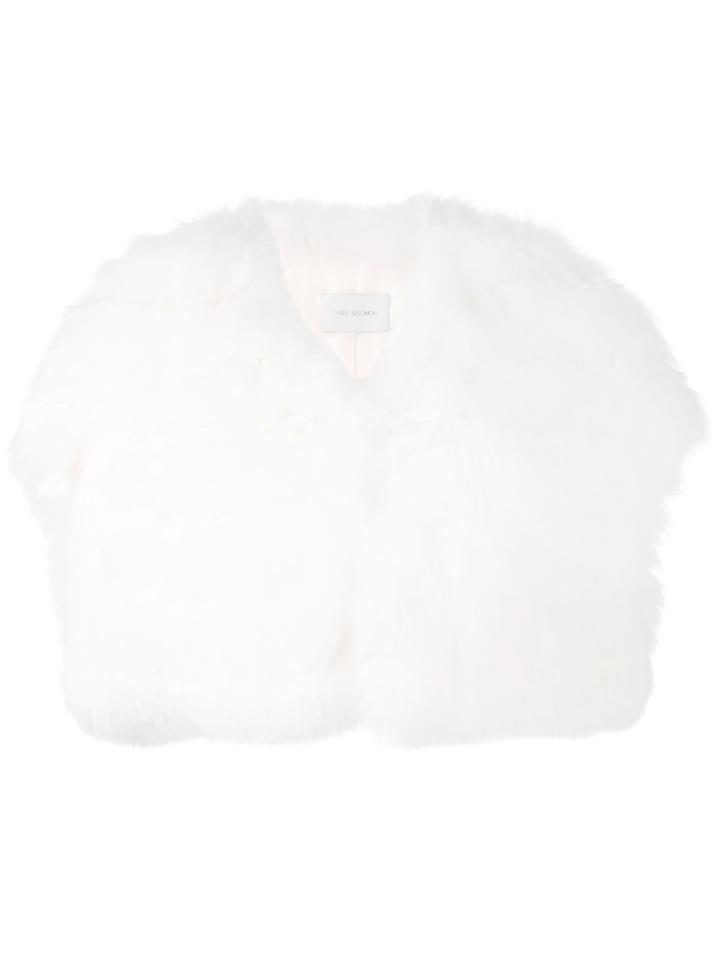 Yves Salomon Silk Panel Bolero - White