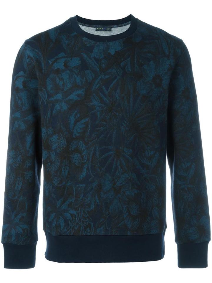 Etro Tonal Floral Print Sweatshirt, Men's, Size: Large, Blue, Cotton/polyamide
