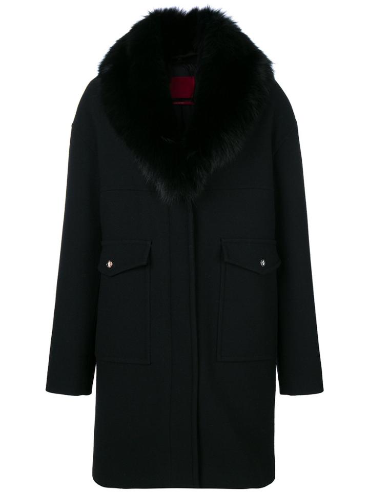 Moncler Gamme Rouge Long Fur Stole Coat - Black