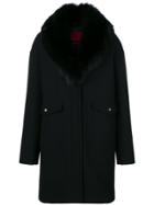 Moncler Gamme Rouge Long Fur Stole Coat - Black