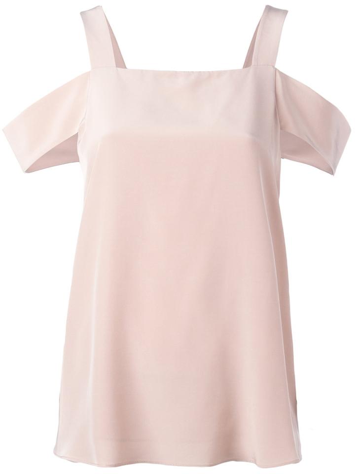 Tibi Cold Shoulder Blouse, Women's, Size: 2, Nude/neutrals, Silk