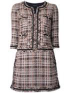 Loveless Collarless Tweed Dress, Women's, Size: 34, Brown, Cotton/acrylic/nylon/polyester