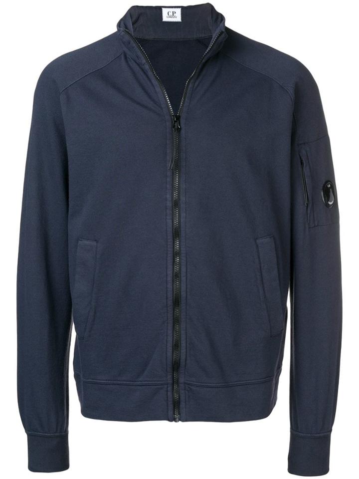 Cp Company Zip-up Sweater With Lens Detail - Blue