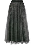 Christopher Kane Metallic Tulle Pleated Skirt - Black