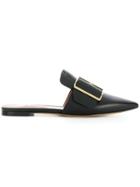 Bally Pointed Buckle Mules - Black