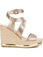 Hogan Wedge Sandals, Women's, Size: 38.5, Nude/neutrals, Leather/rubber