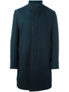 Kenzo Funnel Neck Coat, Men's, Size: 46, Blue, Polyamide/wool