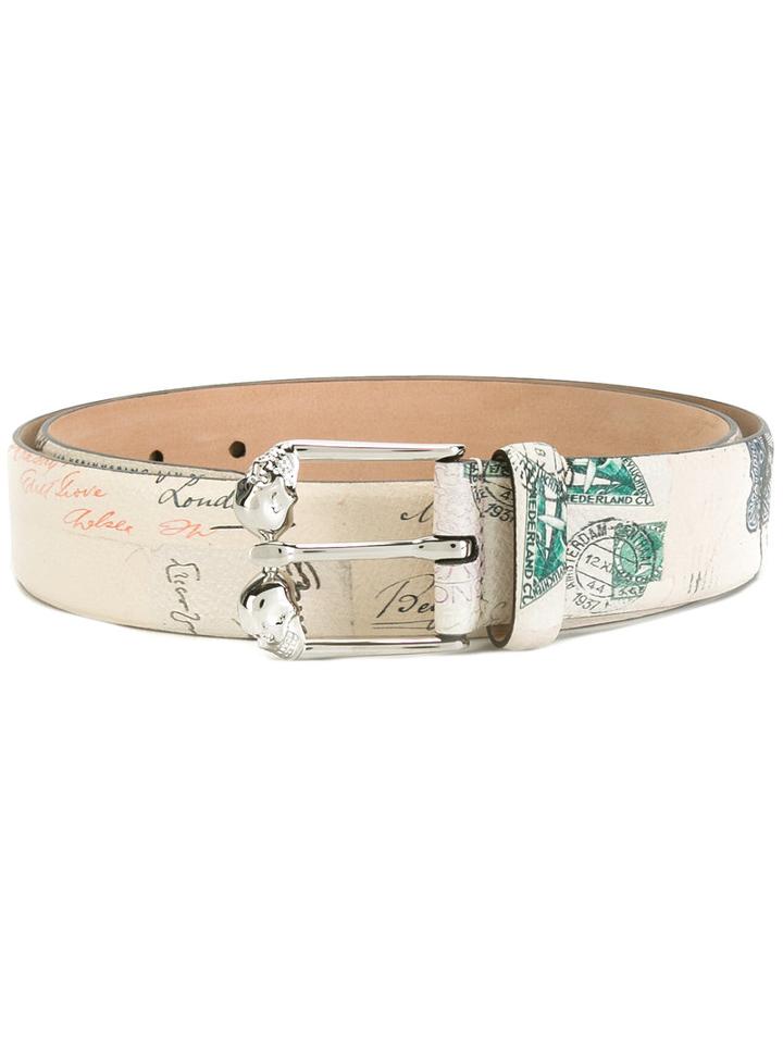Alexander Mcqueen - Printed Belt - Men - Leather - 100, Nude/neutrals, Leather