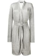 Balmain Tie-waist Knitted Jacket, Women's, Size: 40, Grey, Polyamide/polyester/viscose