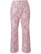 Msgm Lace Cropped Trousers - Pink & Purple