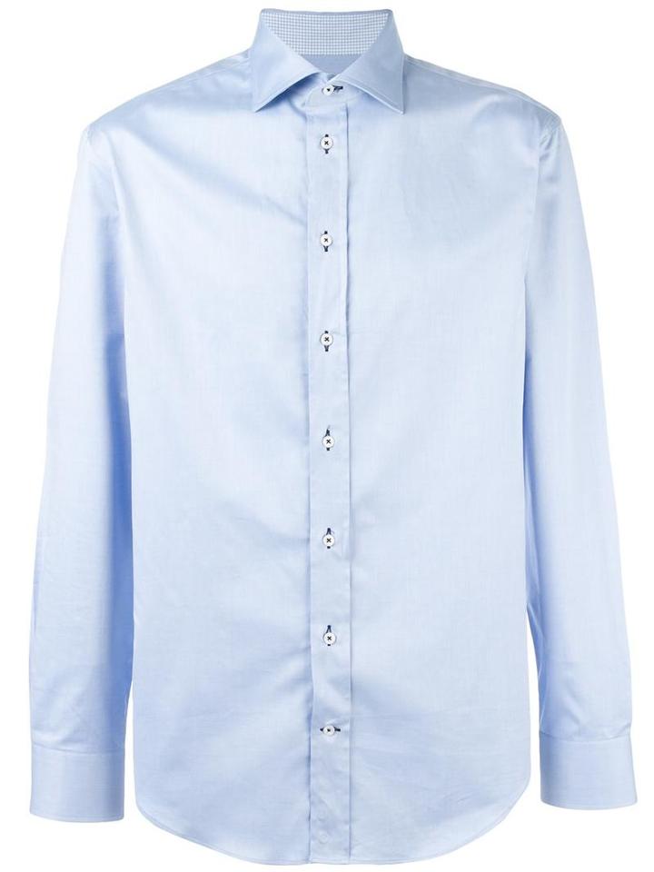 Armani Collezioni Classic Shirt, Men's, Size: 41, Blue, Cotton/spandex/elastane