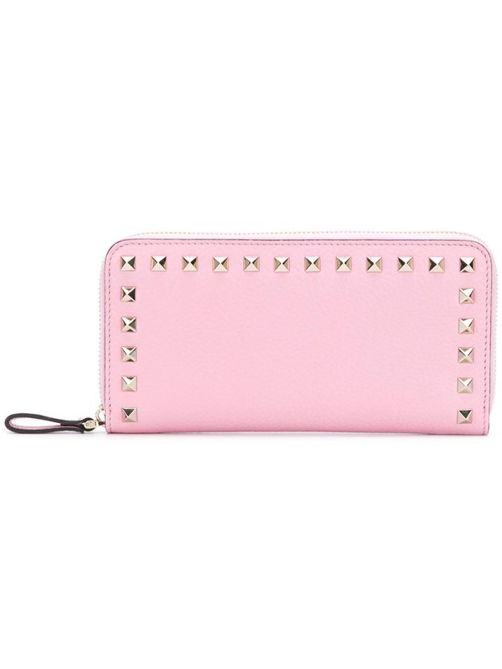Valentino Rockstud Zipped Wallet - Pink & Purple