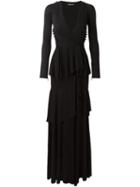 Roberto Cavalli Ruffled Maxi Dress, Women's, Size: 40, Black, Viscose
