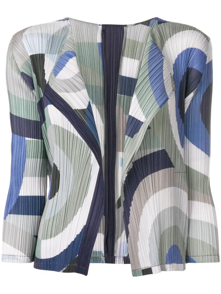 Pleats Please By Issey Miyake Geometric Print Pleated Cardigan - White