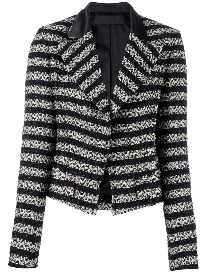 Haider Ackermann Striped Fitted Jacket, Women's, Size: 40, Black, Silk/cotton/virgin Wool