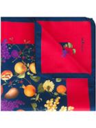 Kiton Fruits Print Pocket Square, Men's, Blue, Silk