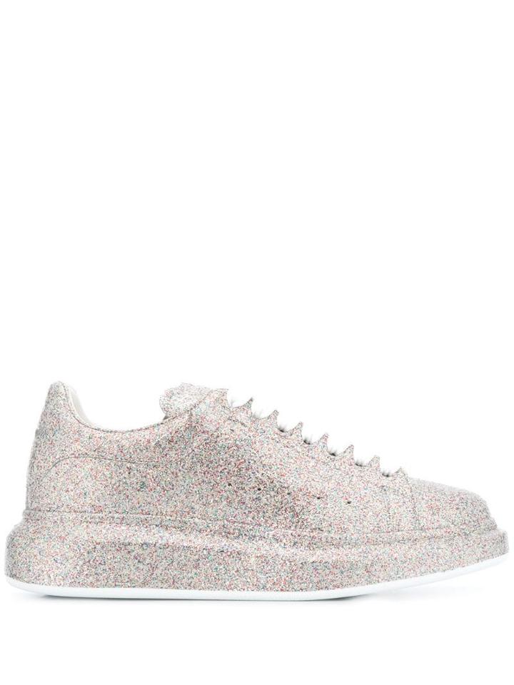 Alexander Mcqueen Glitter Embellished Chunky Sneakers - Silver