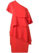 Lanvin Asymmetric Ruffled Party Dress - Red