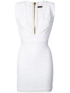 Balmain Deep V-neck Mini Dress - White
