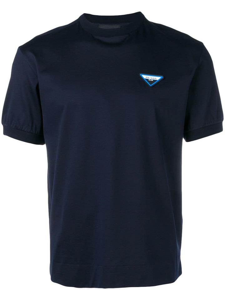 Prada Triangular Patch Detail T-shirt - Blue