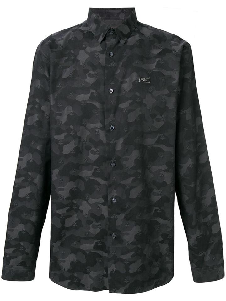 Philipp Plein Camouflage Print Shirt - Black