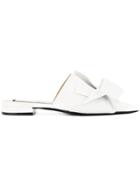 No21 Knot-detail Flat Mules - White