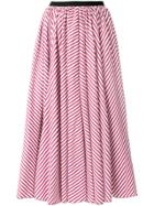 Antonio Marras Striped Gathered Midi Skirt - Pink & Purple