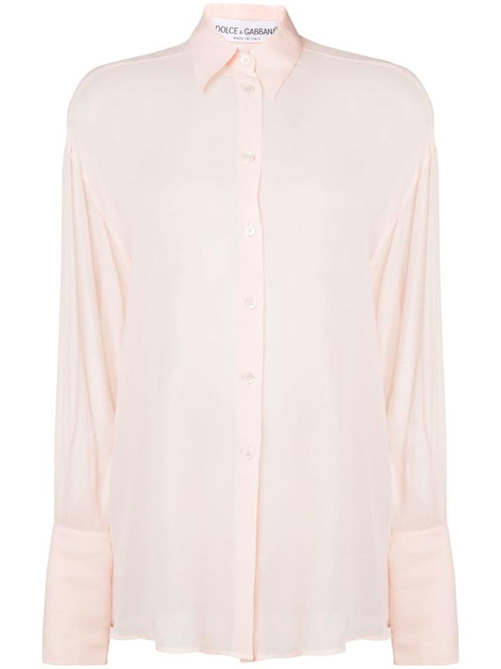 Dolce & Gabbana Vintage Pointed Collar Silk Shirt - Pink