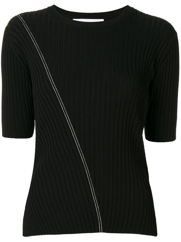 Le Ciel Bleu Asymmetric Knitted Top - Blue