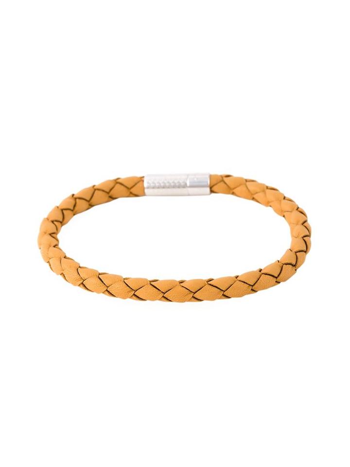 Canali Braided Bracelet, Men's, Yellow/orange, Calf Leather/rhodium