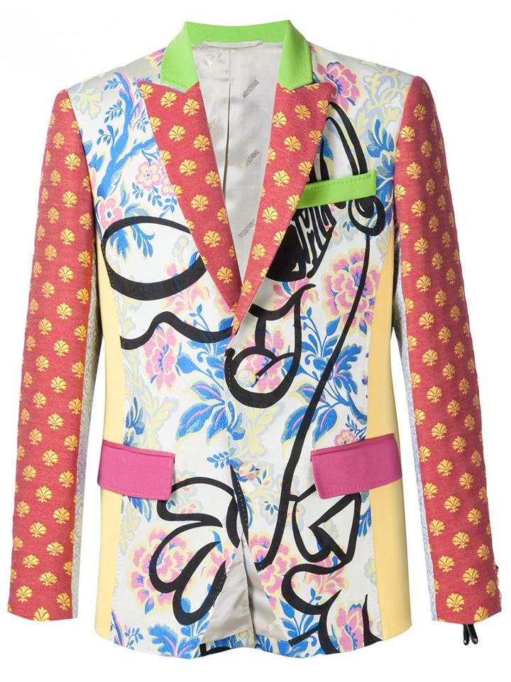 Moschino Floral Pattern Blazer, Men's, Size: 48, Polyester/cotton