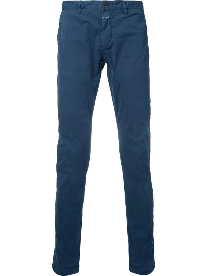 Closed Plain Chinos, Men's, Size: 33, Blue, Cotton/spandex/elastane