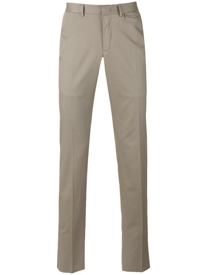 Z Zegna Slim-fit Chinos, Men's, Size: 52, Grey, Cotton/spandex/elastane