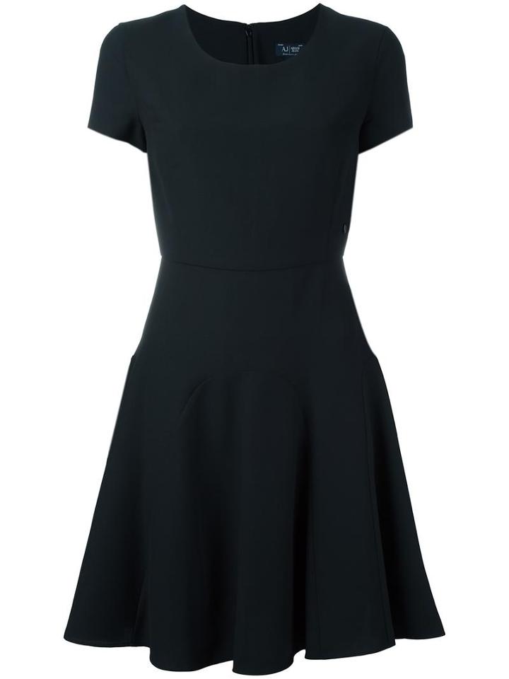 Armani Jeans Flared Pleated Dress, Women's, Size: 42, Black, Polyester